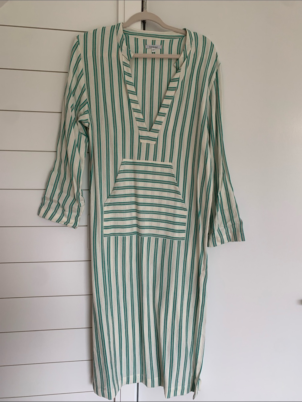 Isolana Green & White Striped Tunic /beach cover up